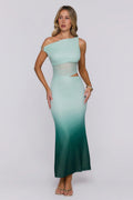 Dreamscape Delight Ombre Off Shoulder Maxi Dress Green