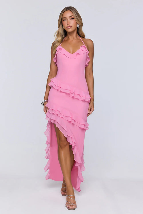 Blossom Secret Halter Maxi Dress Pink