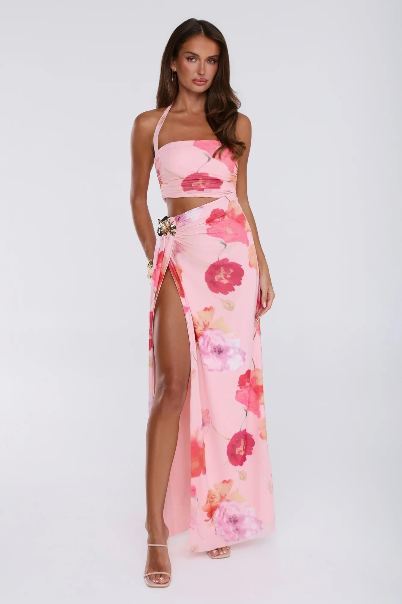 Sunrise To Spotlight Halter Maxi Dress Pink