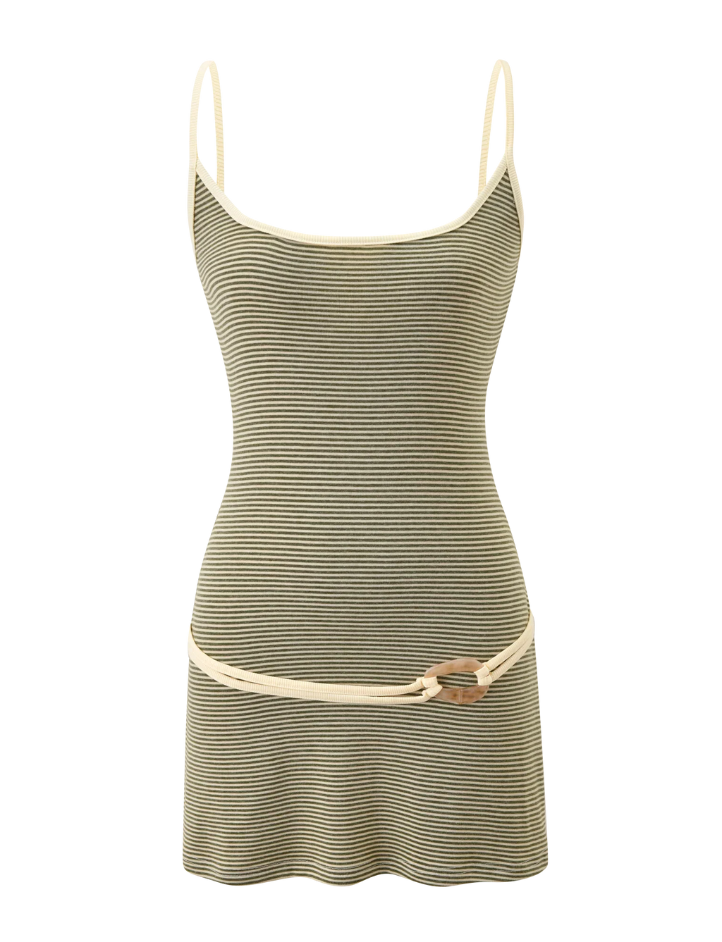 CELESTE MINI DRESS - OLIVE STRIPE