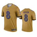 Ravens Lamar Jackson 8 Inverted Legend Gold Jersey, Men Jersey