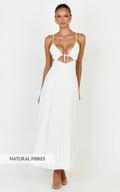 Grace Midi Dress - Strappy Cutaway with Godet Detail Dress in White