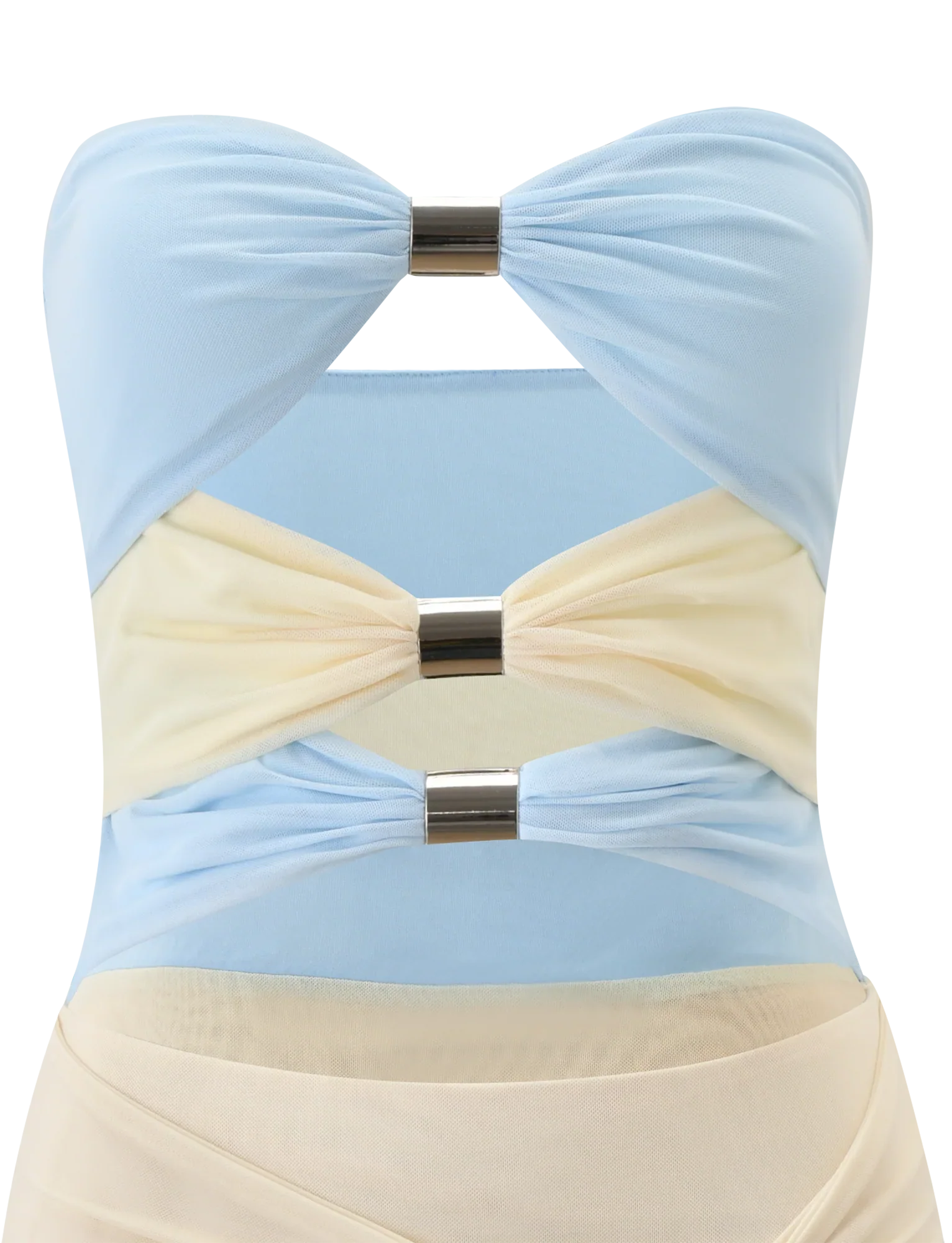 TWYLA MIDI DRESS - CREAM AND BLUE
