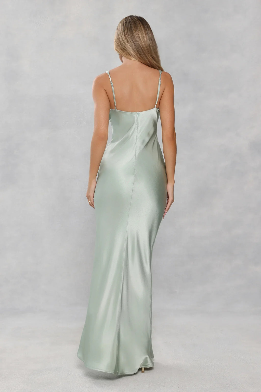 The Isabeau Satin Maxi Dress Sage Green