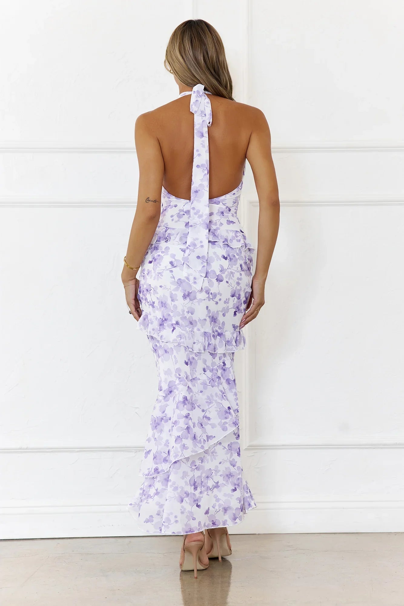 Flirty Blooms Halter Maxi Dress Purple