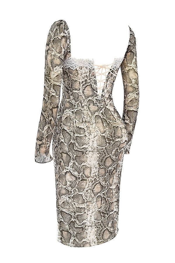 snake print corset dress