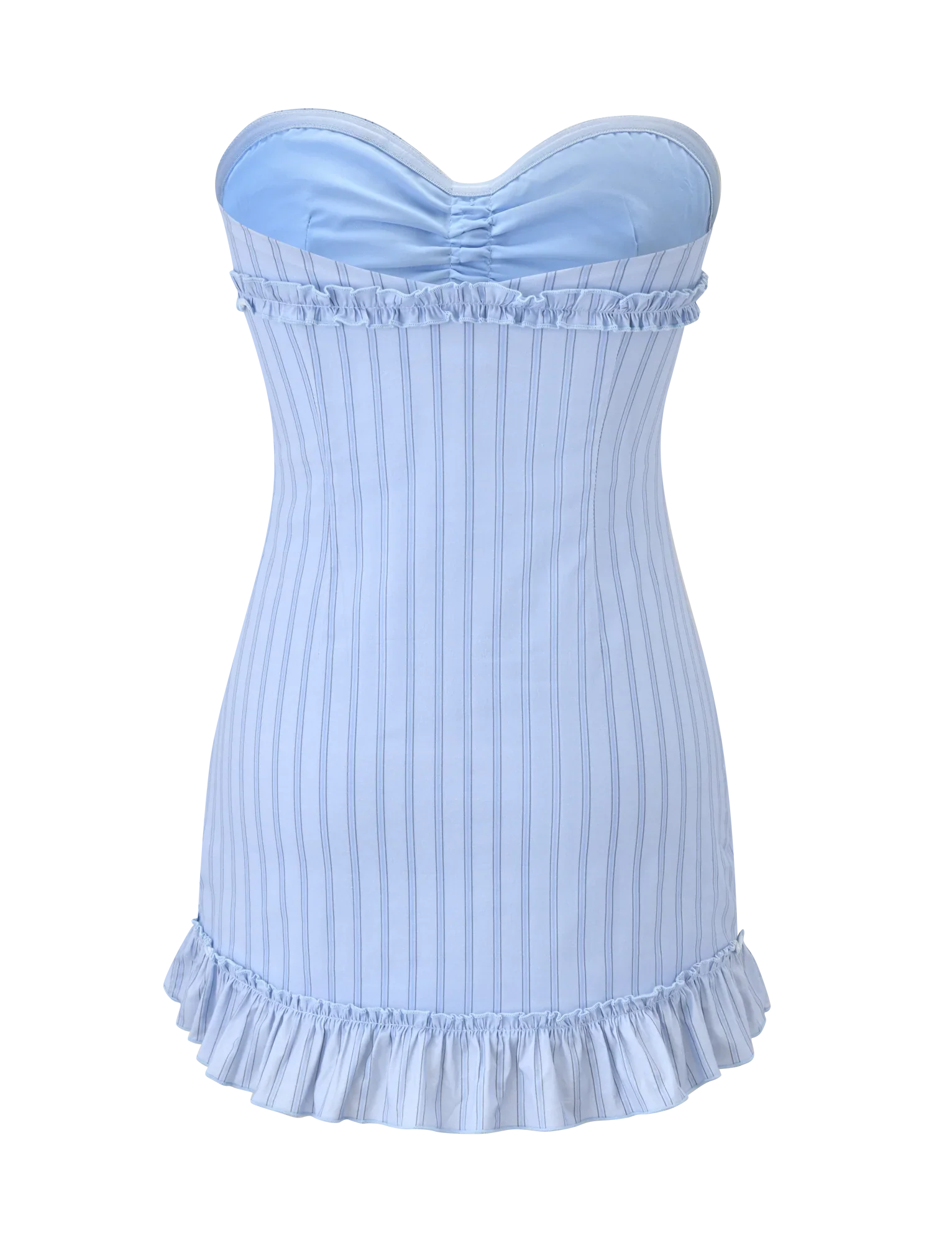 KITTIE STRAPLESS DRESS - BLUE STRIPE