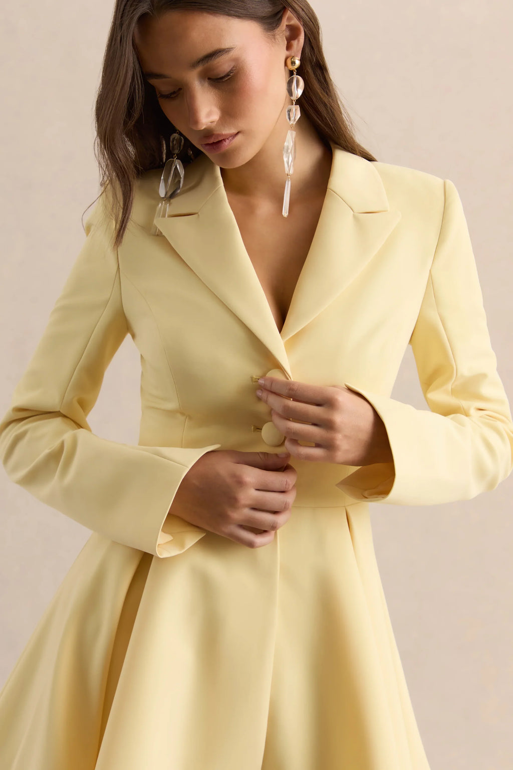 Etherea | Lemon Plunge-Neck Skater Mini Dress