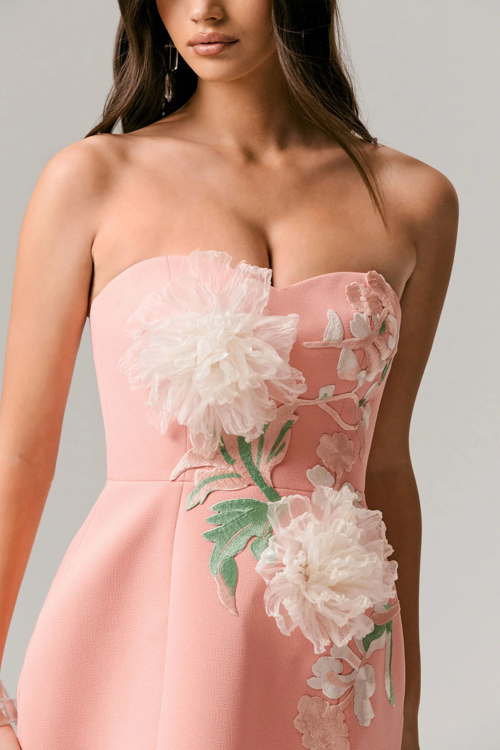 Lulu | Coral Sweetheart Embroidered Mini Dress