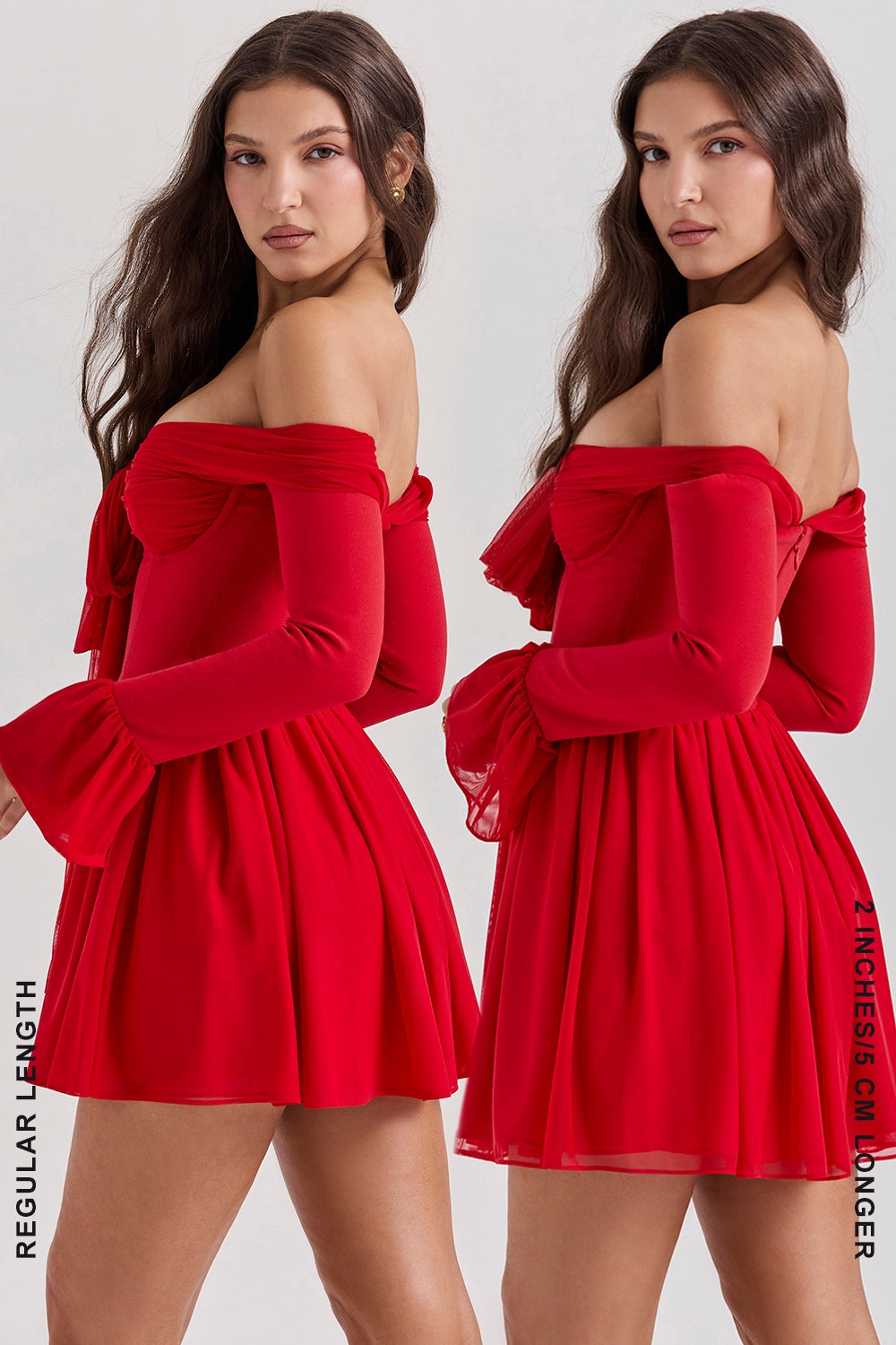 scarlet off shoulder dress