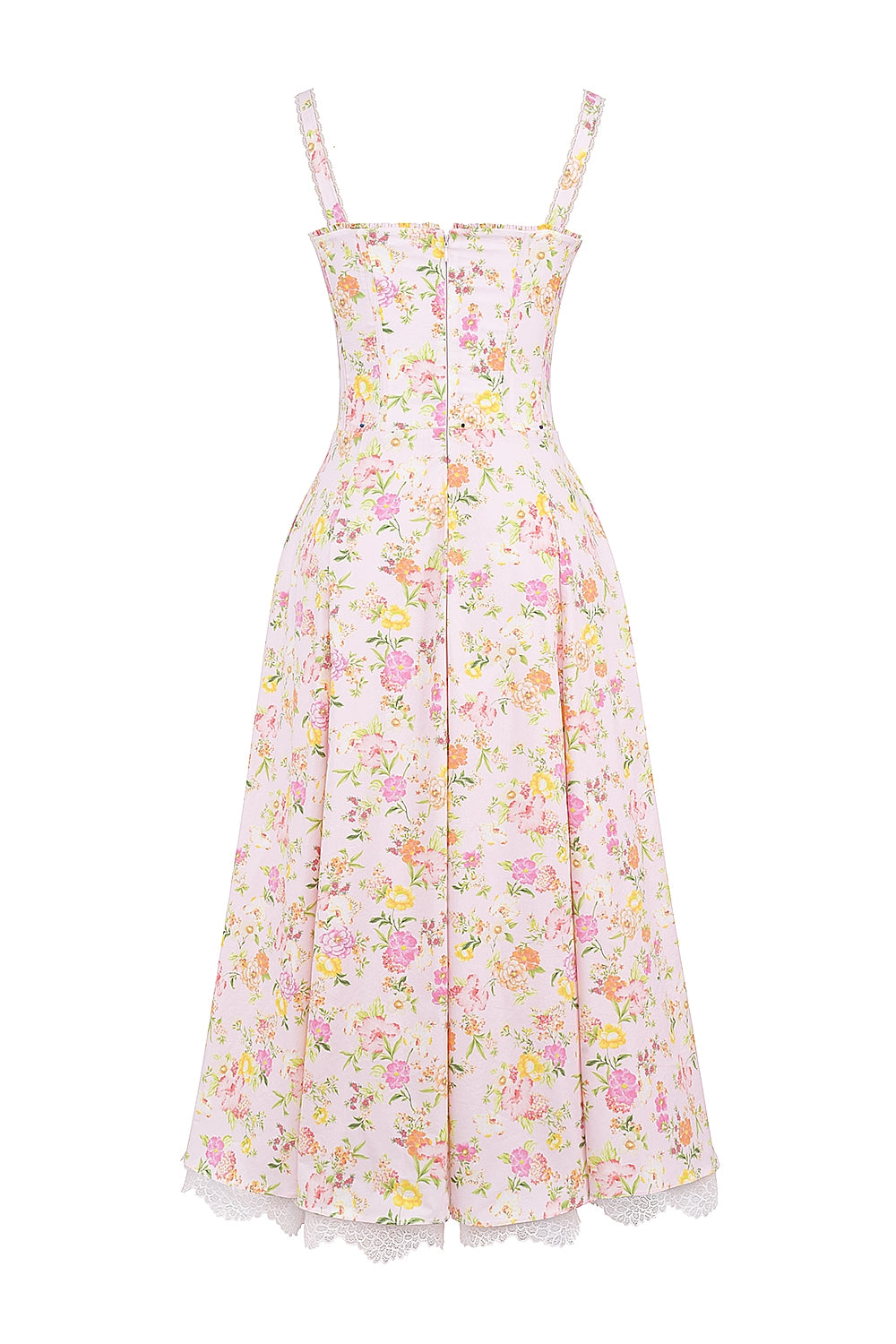 pink meadow print cotton bustier sundress