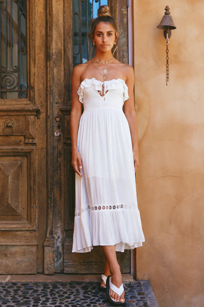 Santa Elena Midi Dress White