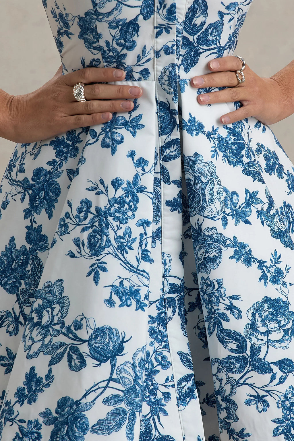 Paulie | Blue Porcelain Print Poplin Skater Mini Dress