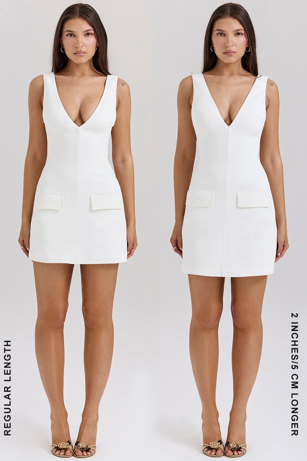 white plunge mini dress