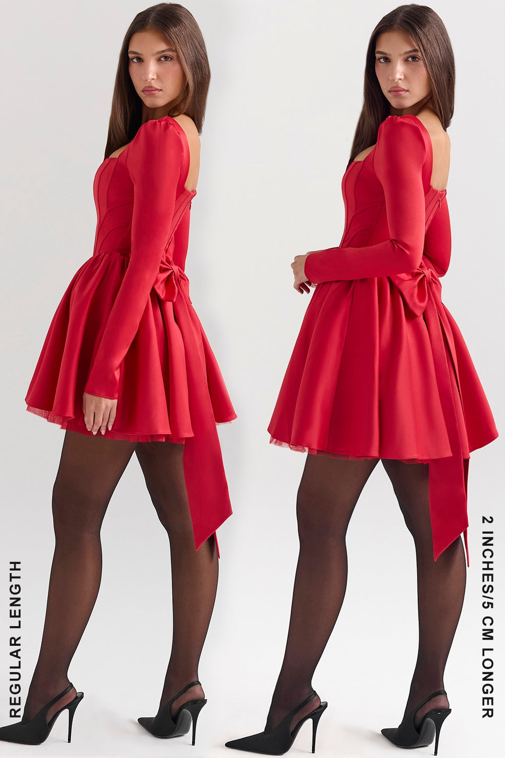 holly red removable bow tulle mini dress - sale