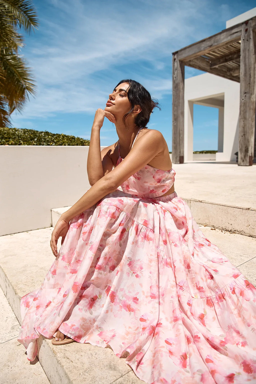 Sunset Soiree Maxi Dress Pink