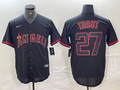 Men's Los Angeles Angels Mike Trout #27 MLB Black Sewn Baseball Jersey1