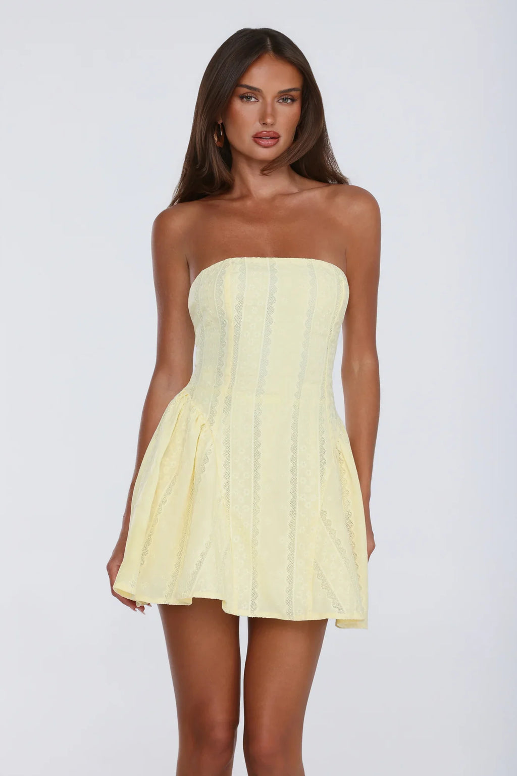 The Perfect Fit Strapless Mini Dress Yellow