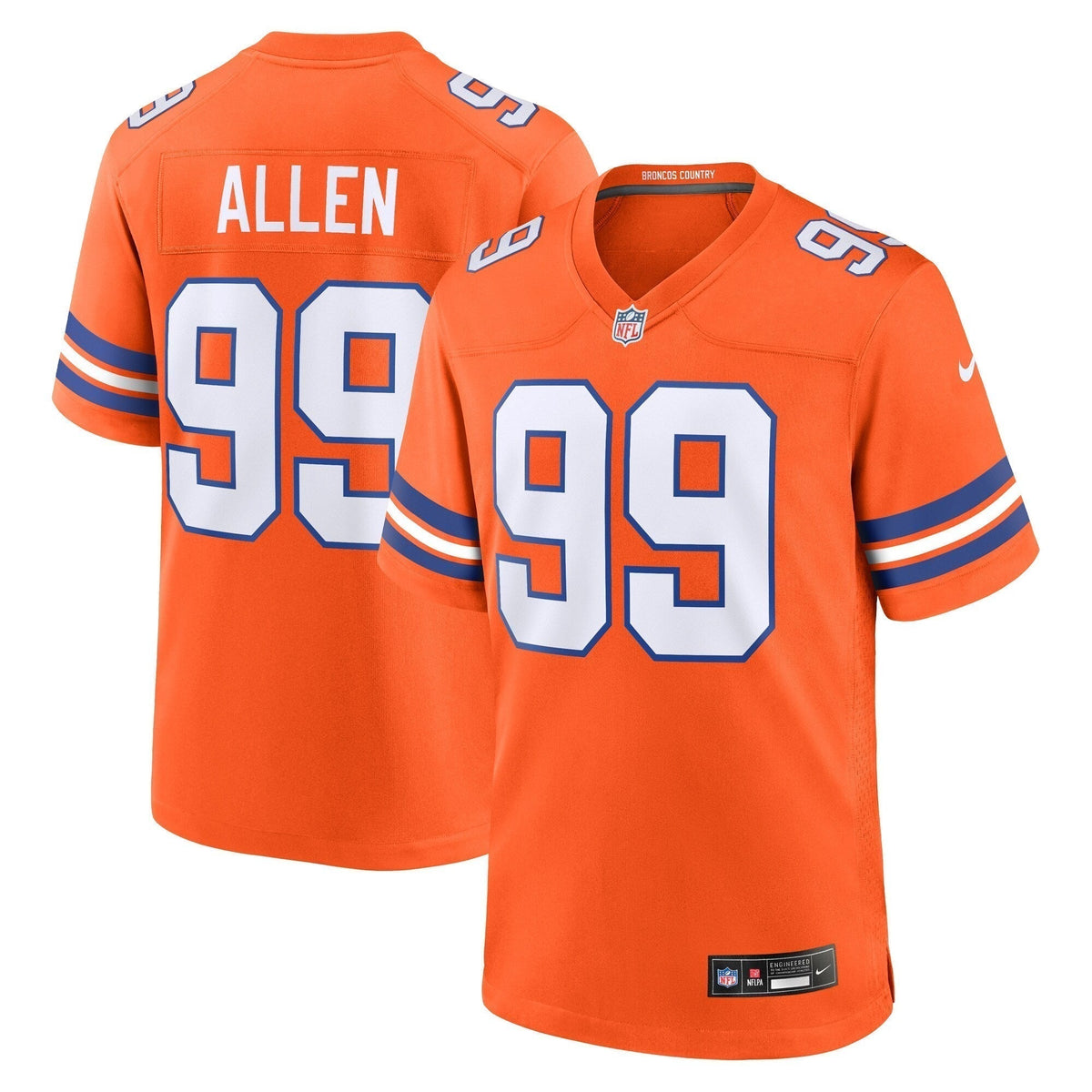 Zach Allen Denver Broncos Nike Mile High Collection 1977 Throwback   Game Jersey - Orange