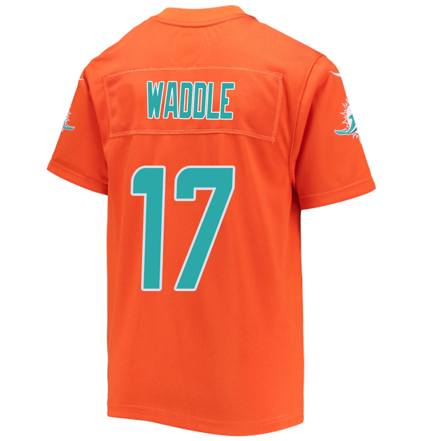 #17 Jaylen Waddle M.Dolphins Orange Game Stitched Football Jerseys