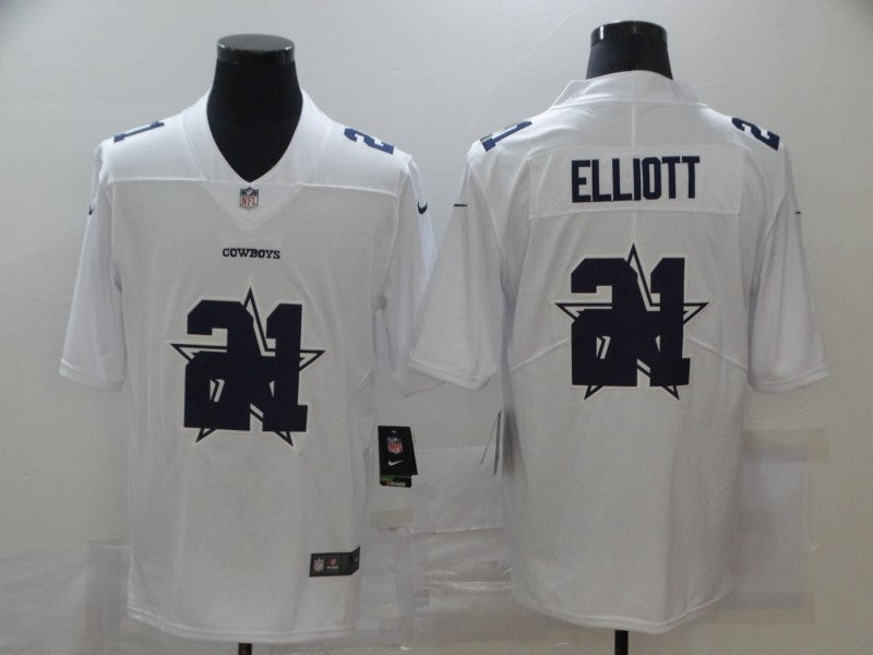 Men's Dallas Cowboys #21 Ezekiel Elliott White Player Game Jersey1