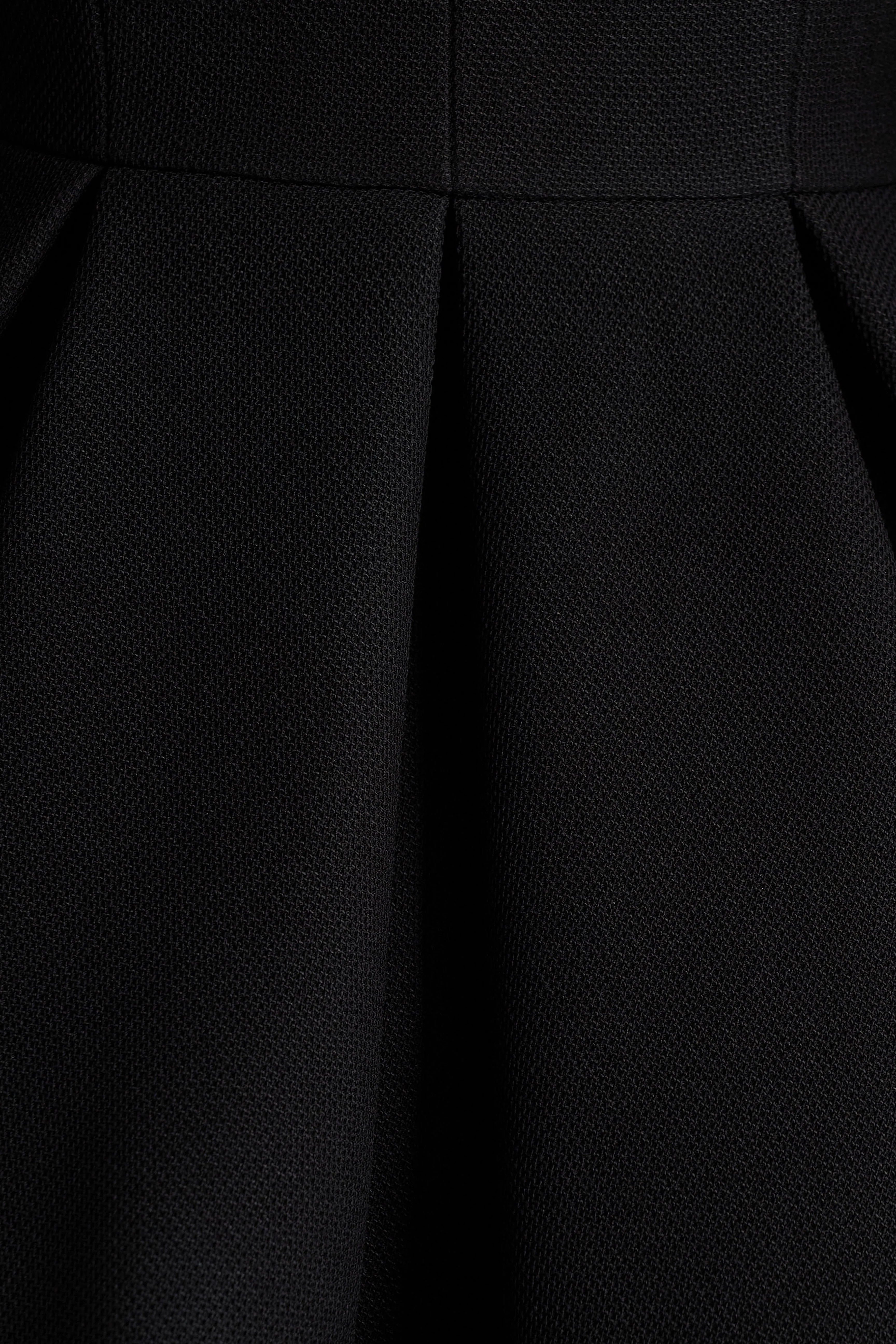Kat | Black Plunge-Neck Tailored Mini Dress