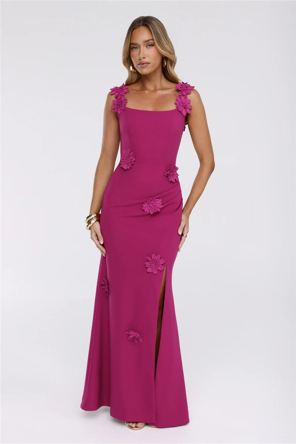 Moonlight Veil Maxi Dress Dark Pink
