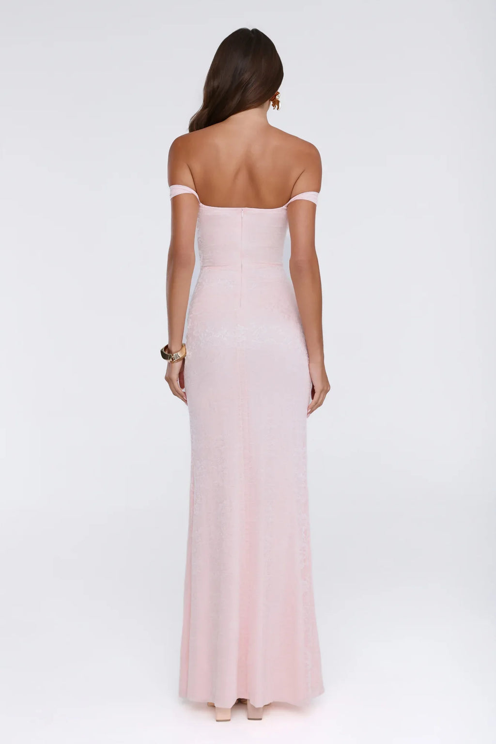 Night Bloom Off Shoulder Maxi Dress Pink