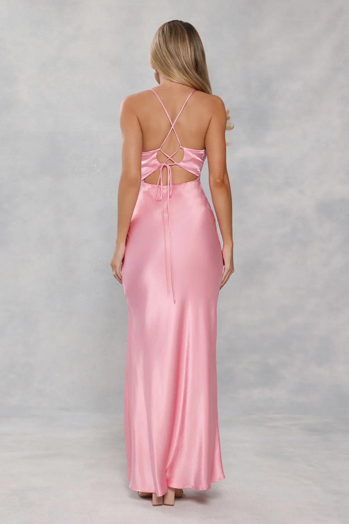 The Sophia Satin Maxi Dress Candy Pink