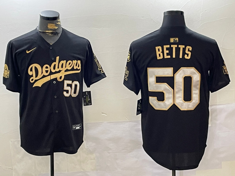 Men's Los Angeles Dodgers Mookie Betts Black Game Player Jersey