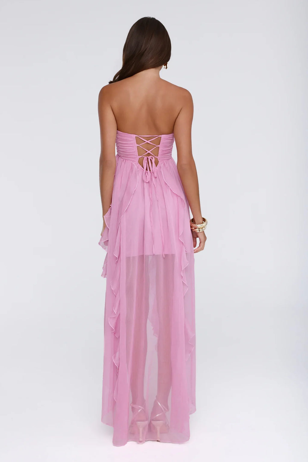 The Attention Rule Strapless Maxi Dress Pink