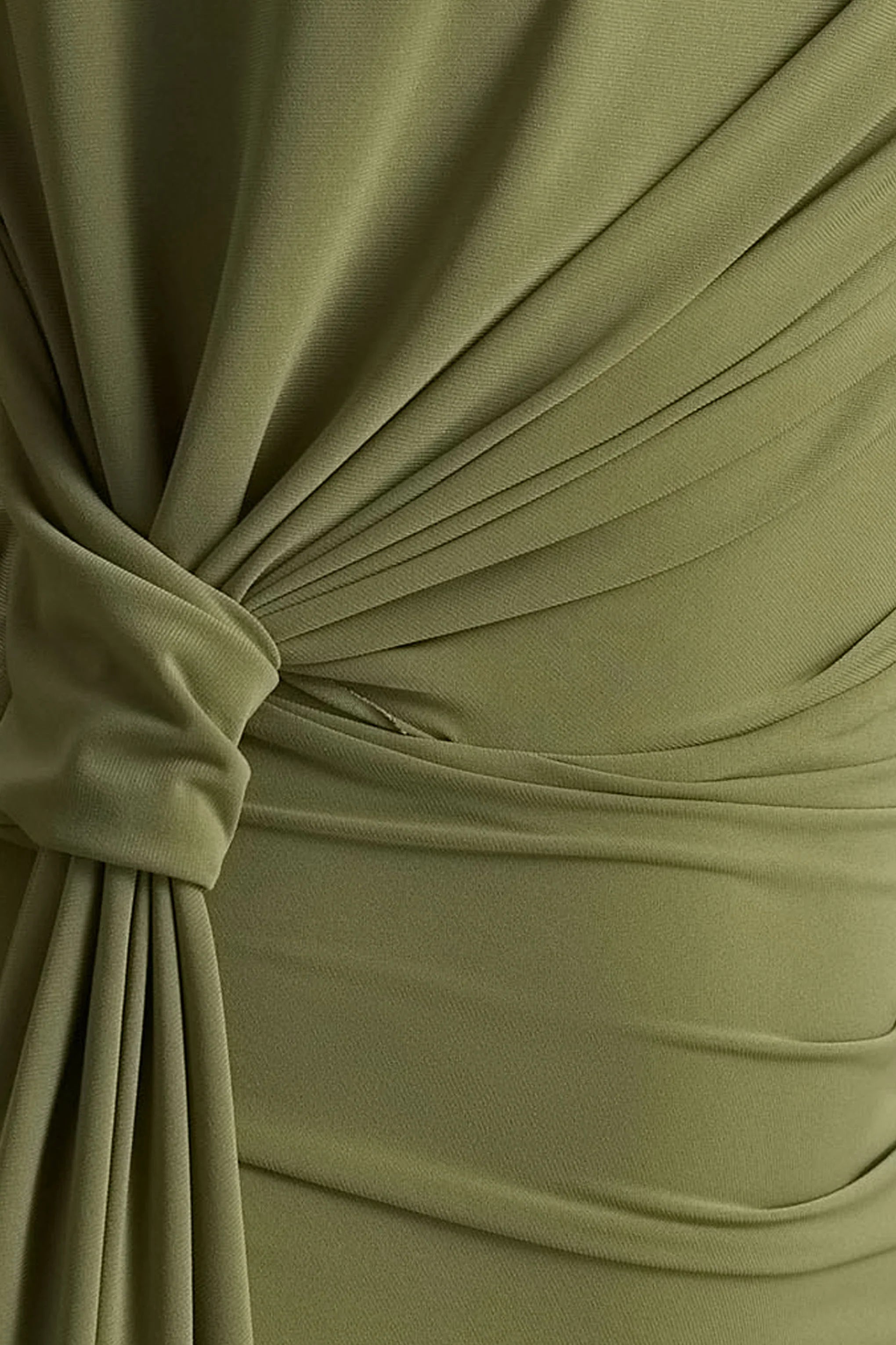 Sorenna | Olive High-Neck Mini-Dress With Wrap And Sash Detail