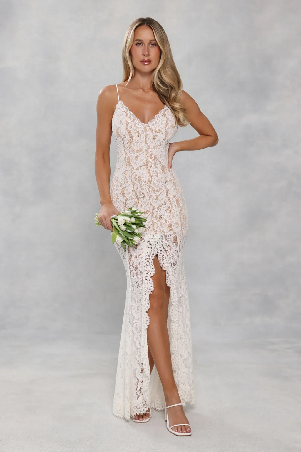 Forever Lace Maxi Dress White