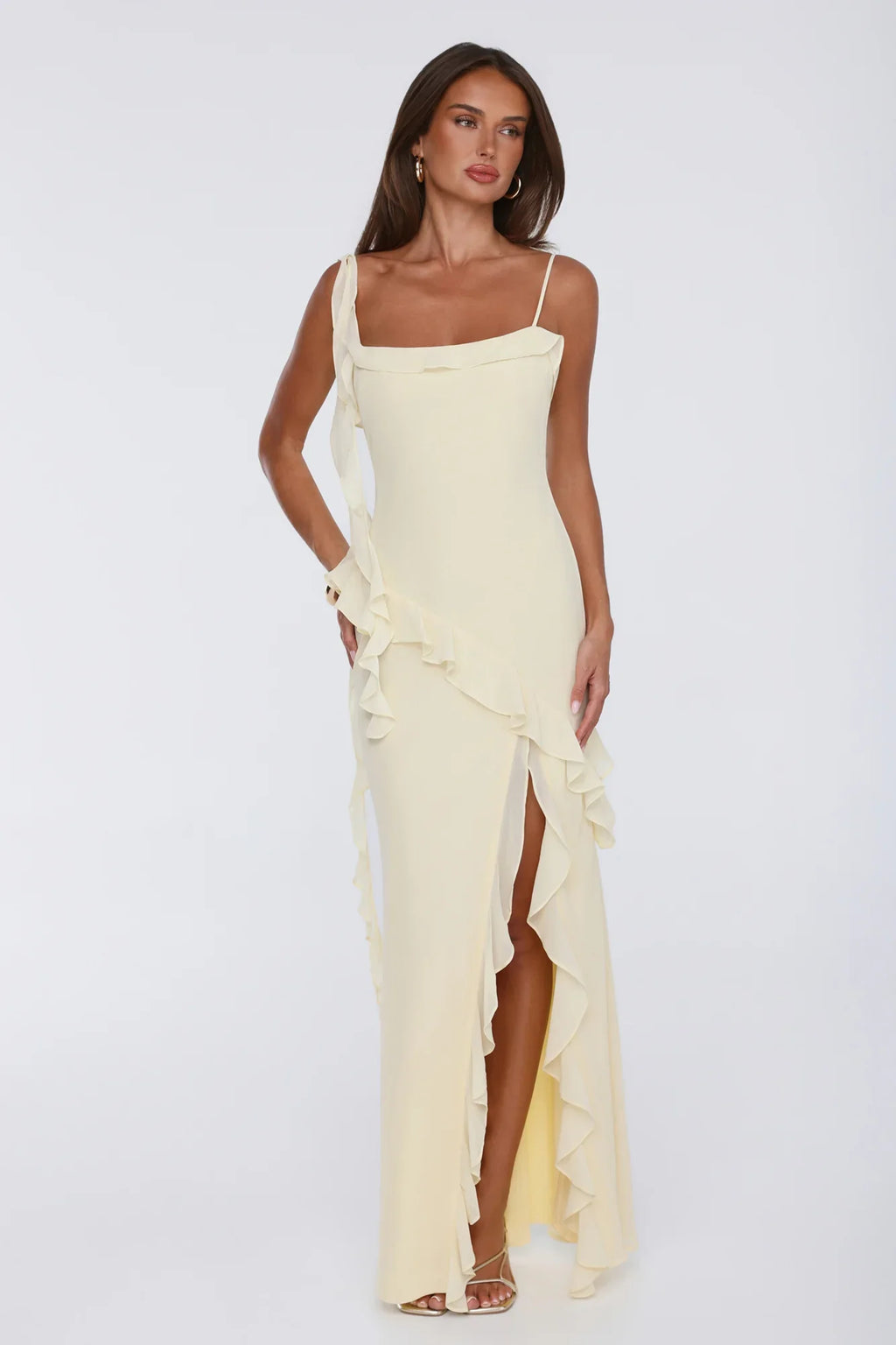 Fluttering Petals Maxi Dress Yellow