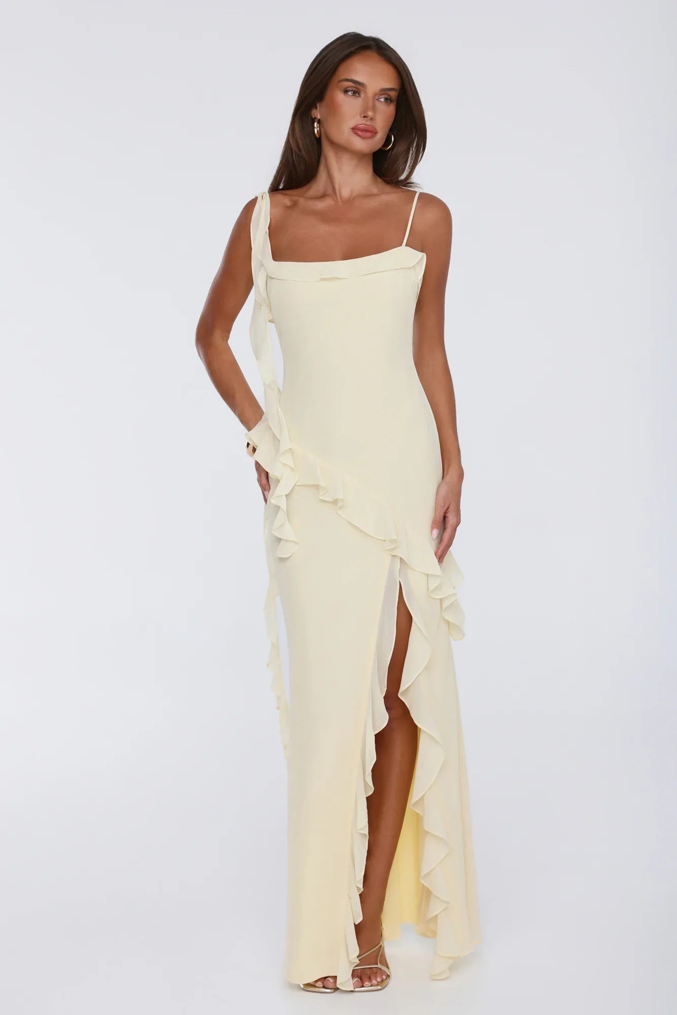 Fluttering Petals Maxi Dress Yellow