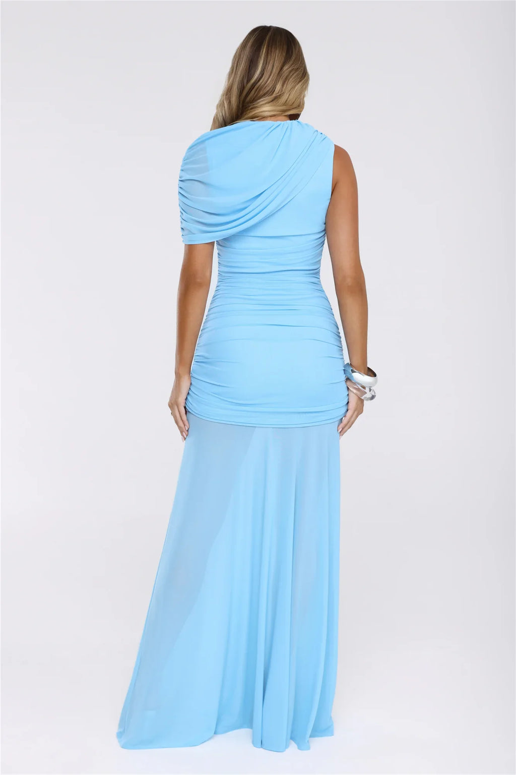 Dress Code Icon Mesh Maxi Dress Blue