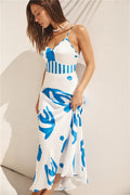 Whirlwind Skies Satin Maxi Dress Blue