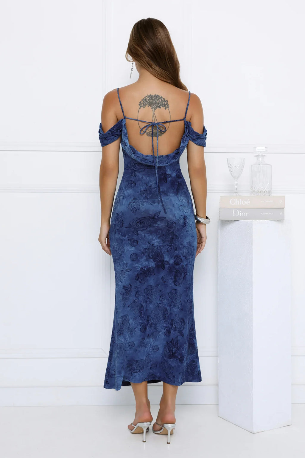 Mireille Off Shoulder Maxi Dress Blue