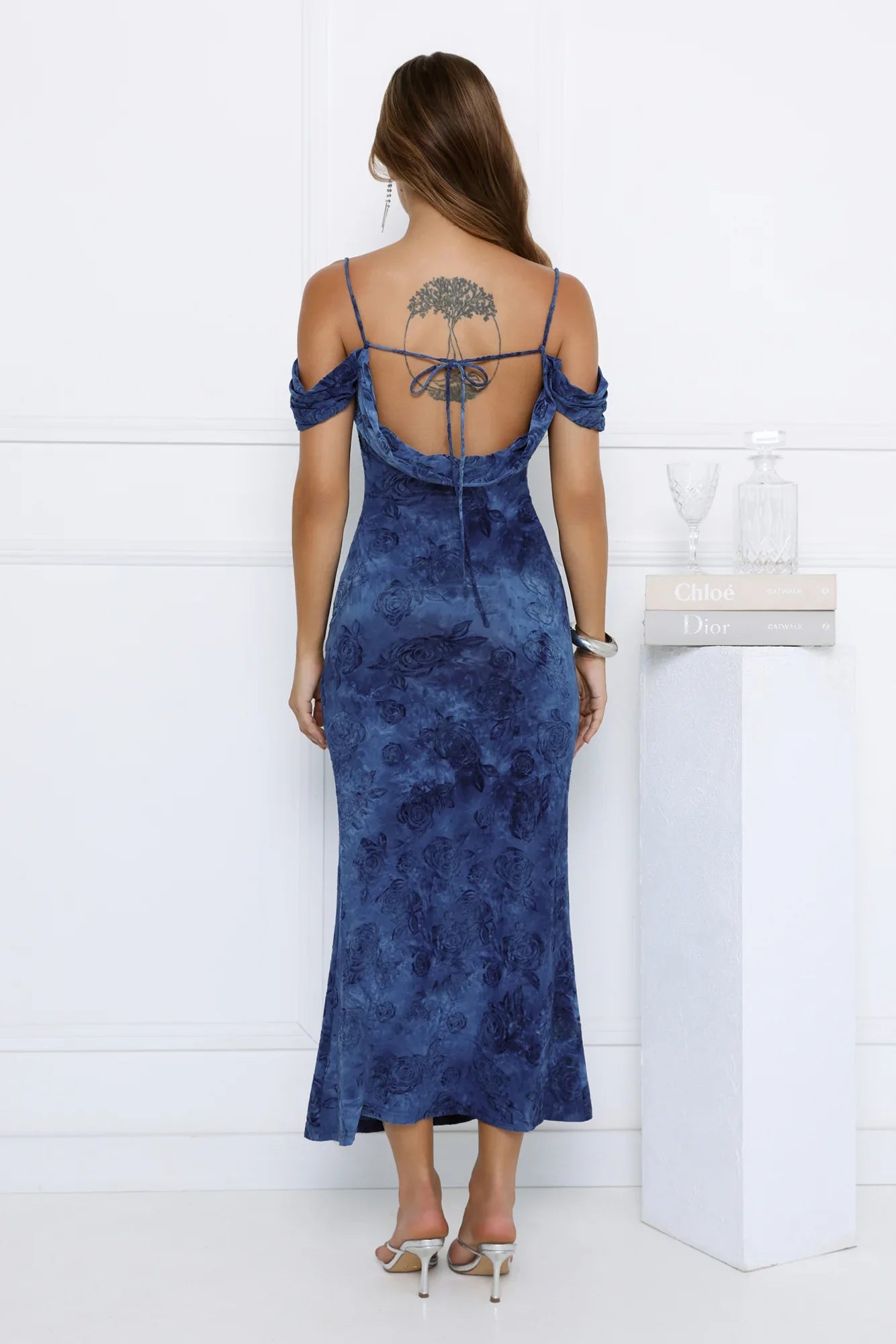 Mireille Off Shoulder Maxi Dress Blue
