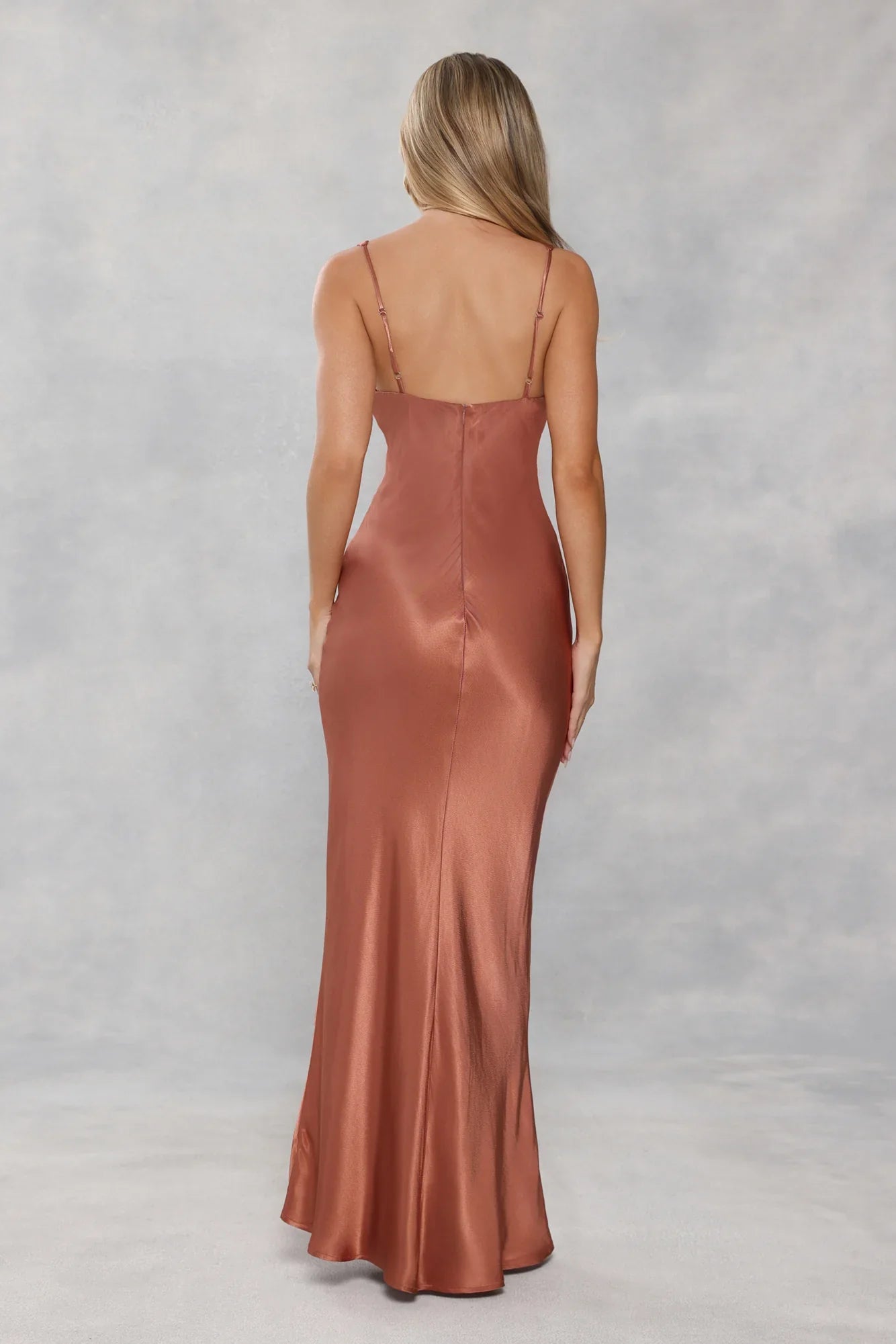 The Isabeau Satin Maxi Dress Bronze