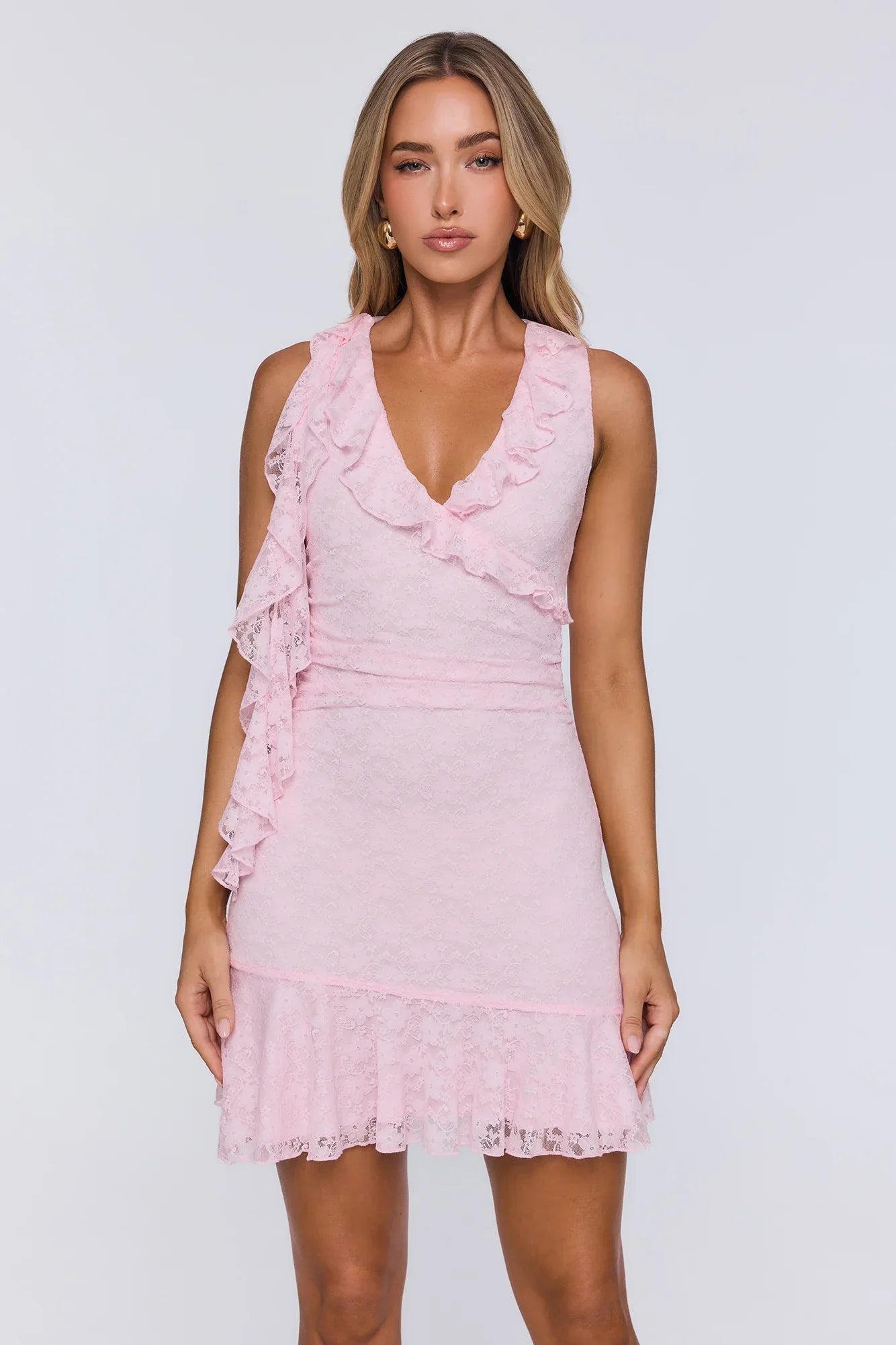 Stay Flawless Lace Mini Dress Pink