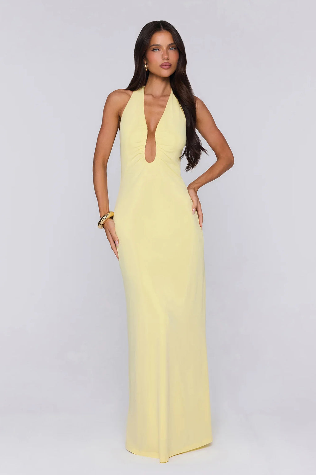 Style Protocol Halter Maxi Dress Yellow