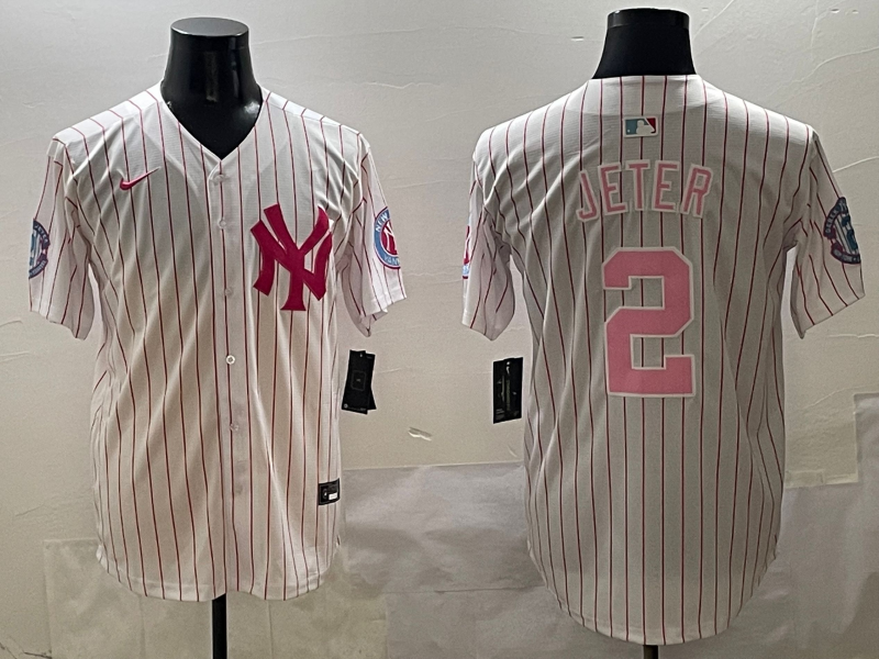 Men's New York Yankees Derek Jeter #2 White Team Game Jersey