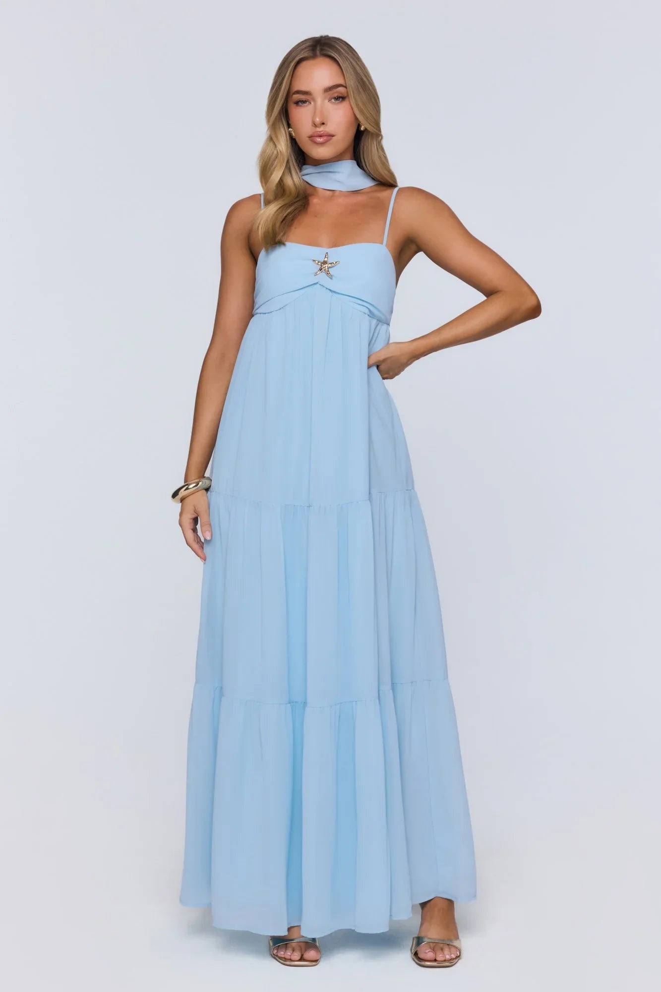 Flowing Sea Maxi Dress Blue