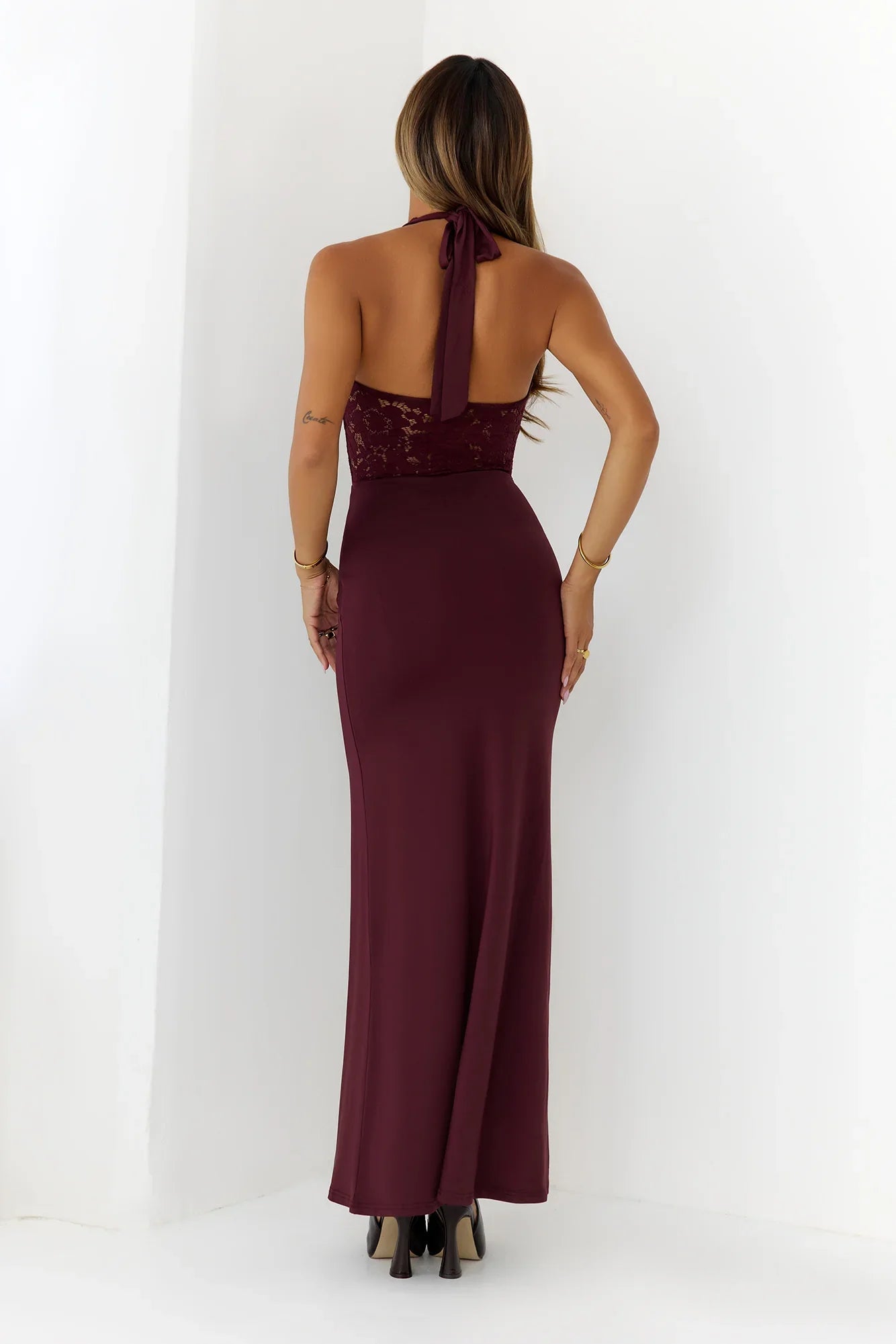 Always That Girl Halter Maxi Dress Burgundy