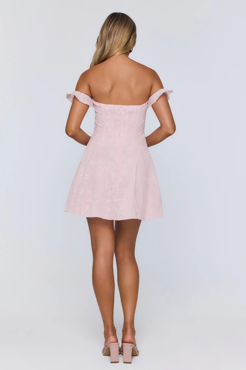 Lasting Impressions Off Shoulder Mini Dress Pink