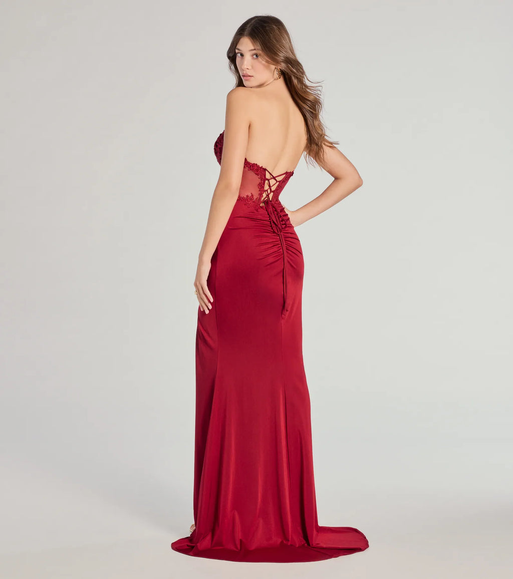 Shayla Strapless Corset Lace Formal Dress