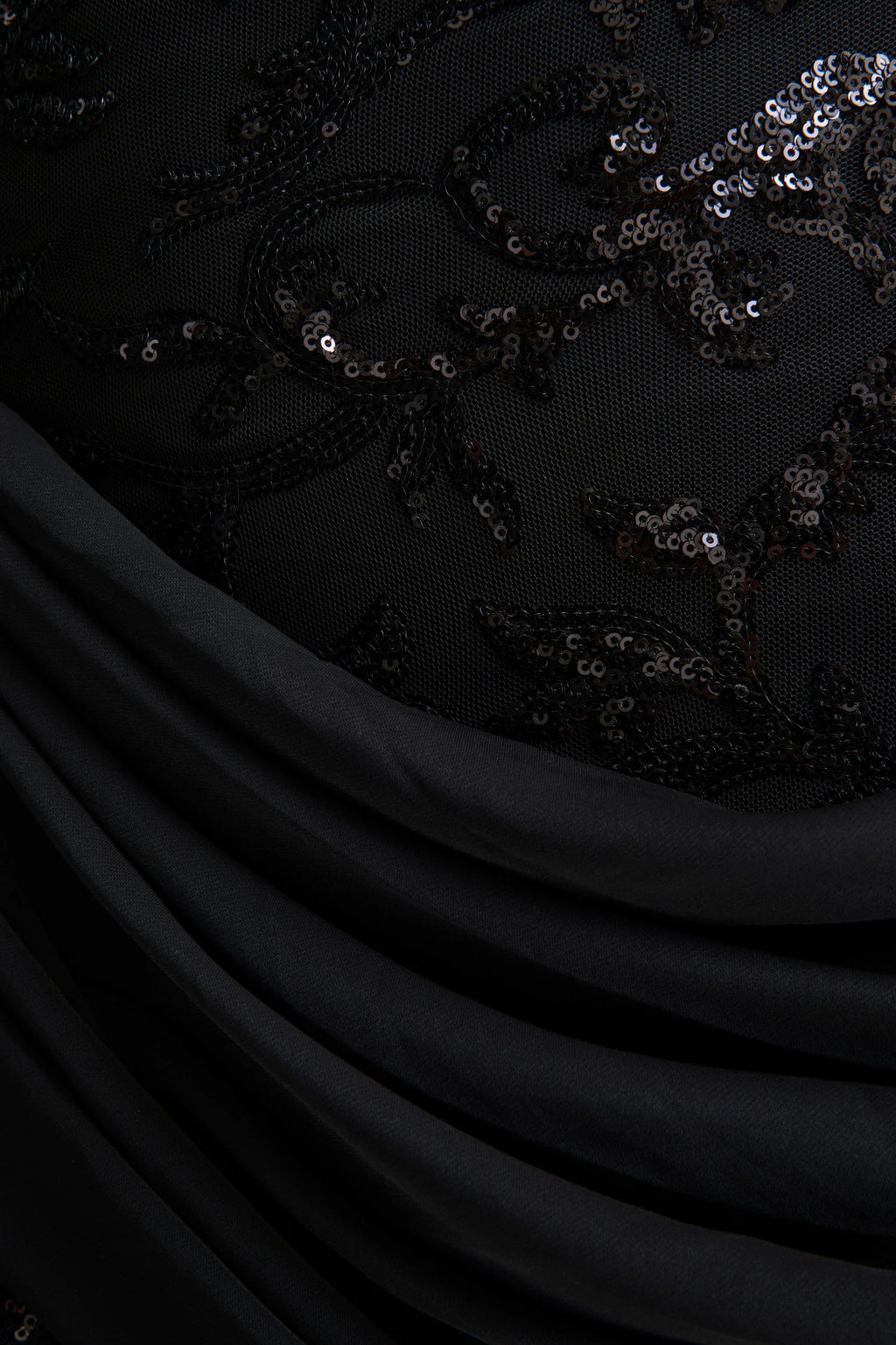 Florecita | Black Embellished Lace Crew-Neck Mini Dress With Sash Detail