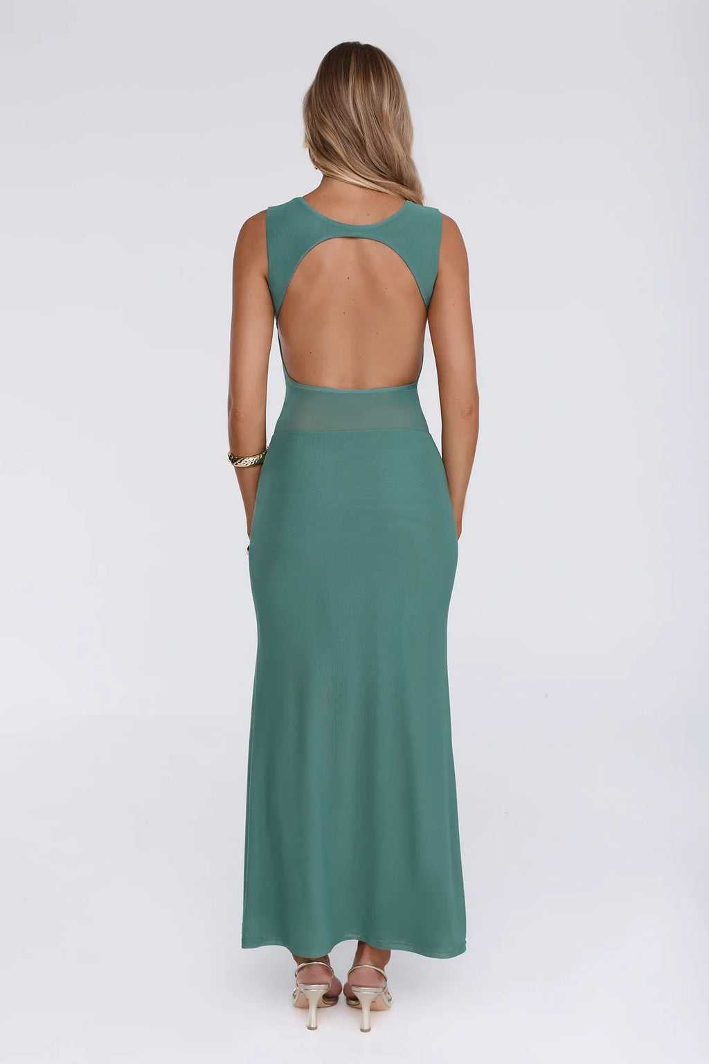 The New Standard Mesh Midi Dress Teal