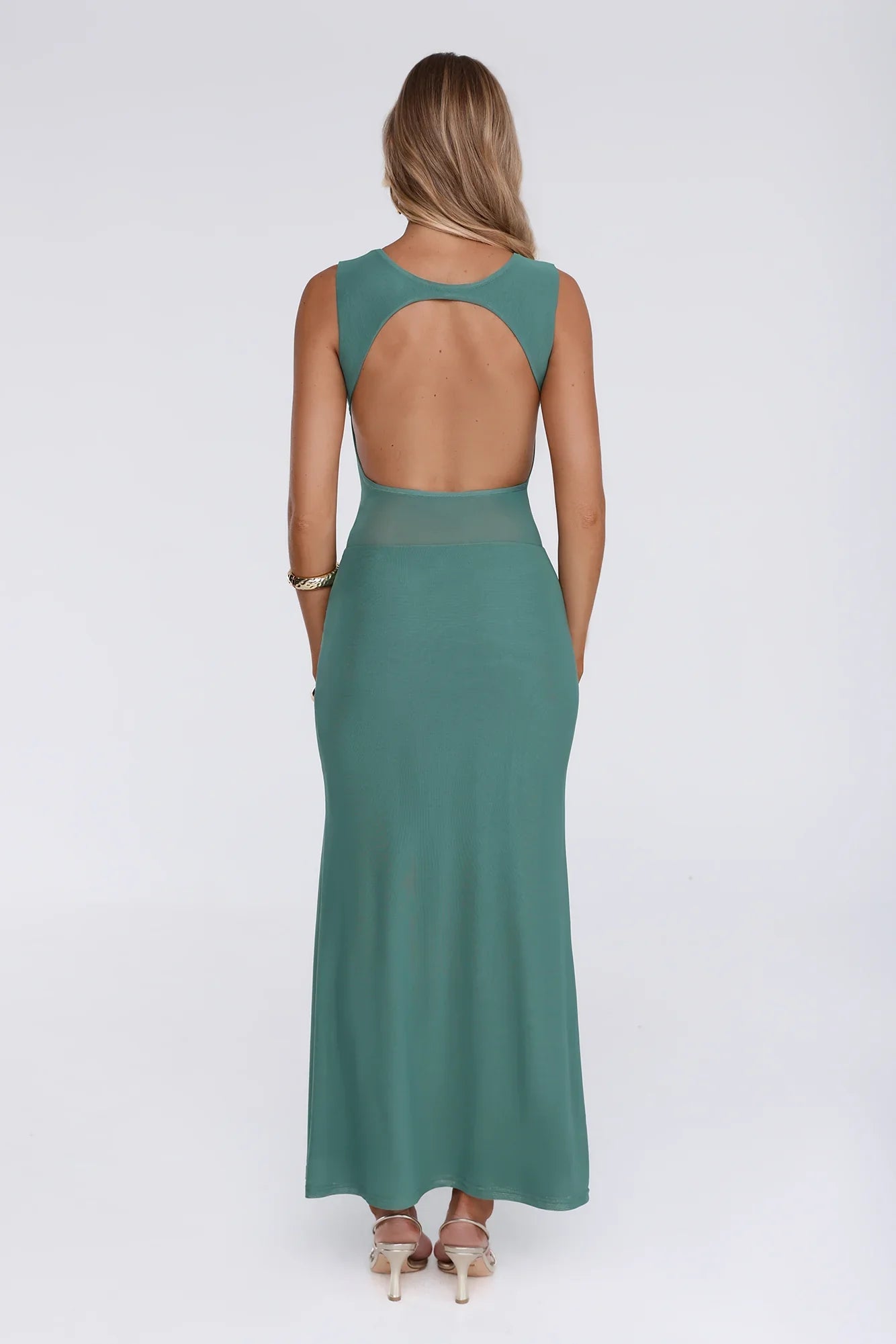 The New Standard Mesh Midi Dress Teal